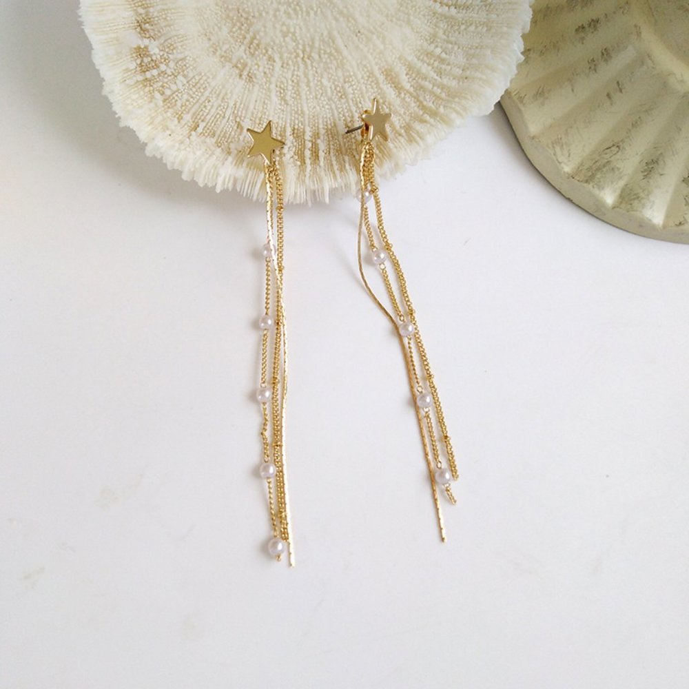 Shooting Star Pearls Start Drop Earrings - Picture 10 of 11